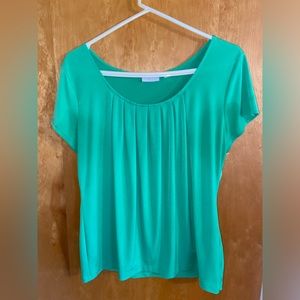 New York & Company Ruched Lime Green Top